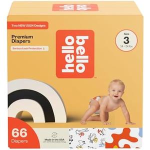 Hello Bello Premium Diapers Size 5,  Capital Critters & Get in The Groove Designs, 66ct Club Box