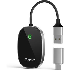 Wireless CarPlay Adapter 2024 Upgraded, Converts Factory Wired CarPlay to Wireless, Plug and Play Car Play Wireless Adapter, Compatible with iPhone Multi-User Seamless Connection (Black)