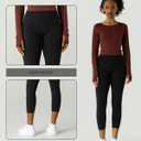 Women's High Waisted Moisture - Wicking Yoga Leggings with Pockets, Reflective Stripes & Shirt Loop for Active Lifestyle (Black, M)