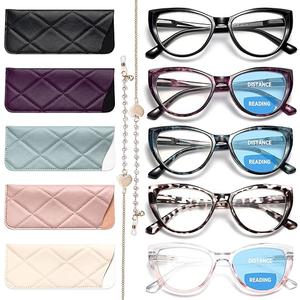 Gaoye 3 Pack Bifocal Readers+ 2 Pack Reading Glasses Women Oversized Cat Eye Magnifying Blue Light Blocking Computer Readers