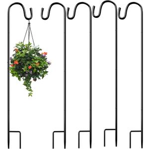 5 Pieces 32 Inch Shepherds Hooks for Outdoor Adjustable Shepherds Hook Metal Garden Bird Feeder Pole Black Plant Hangers Stakes for Plant Baskets Solar Lanterns Bird Feeders Weddings Dcor (5 PCS)