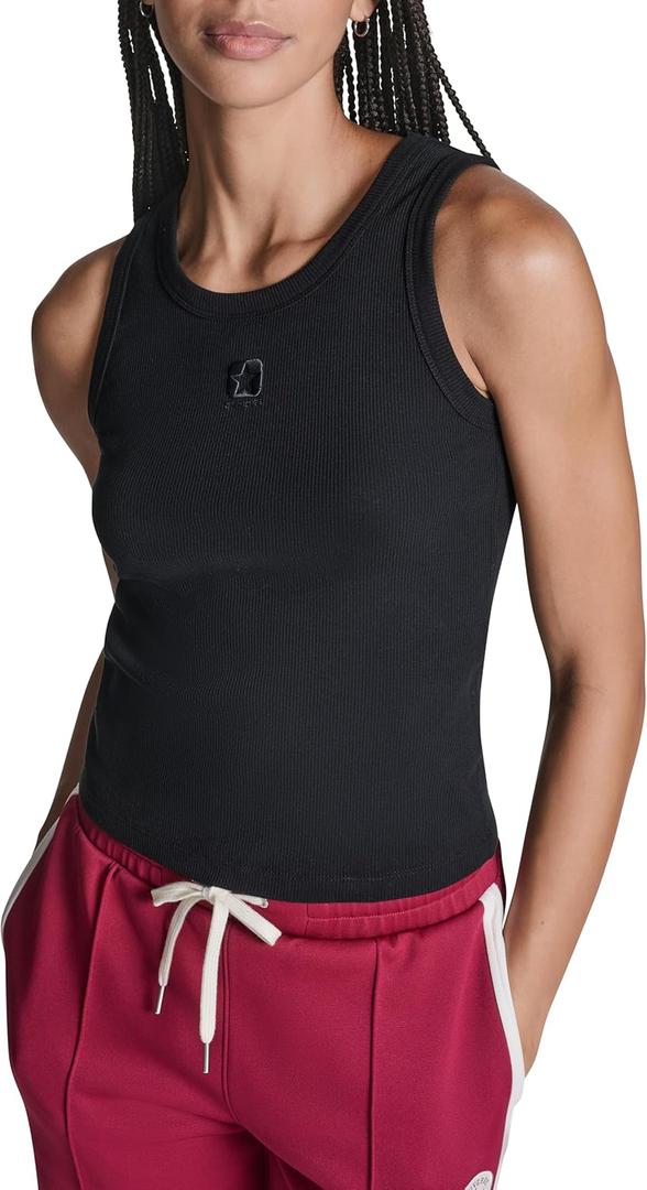 Converse Womens Ribbed Retro Box Star Tank Top (Medium, Black)