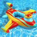 Baby Pool Float Swimming Float Boat with Steering Wheel Horn for Kids Toddlers Age 1-4 Boys Girls Inflatable Ride-ons Summer Pool Swim Ring Beach Supplies (2. Blue)