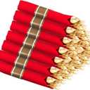 Supernal 30 Pack Gold Plastic Silverware with Red Napkins,Gold Silverware Disposable,Wrapped Plastic Cutlery Set with Napkin,Pre Rolled Silverware Set Disposable,Christmas Cutlery Suitable for Holiday