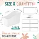 Geetery 24 Pcs Book Bin for Classroom with Labels Stackable Plastic Organizing Bins 11.5 x 5.4 x 7.5 in Book Holders Storage Bins Box Baskets for Classroom Library Home (White)