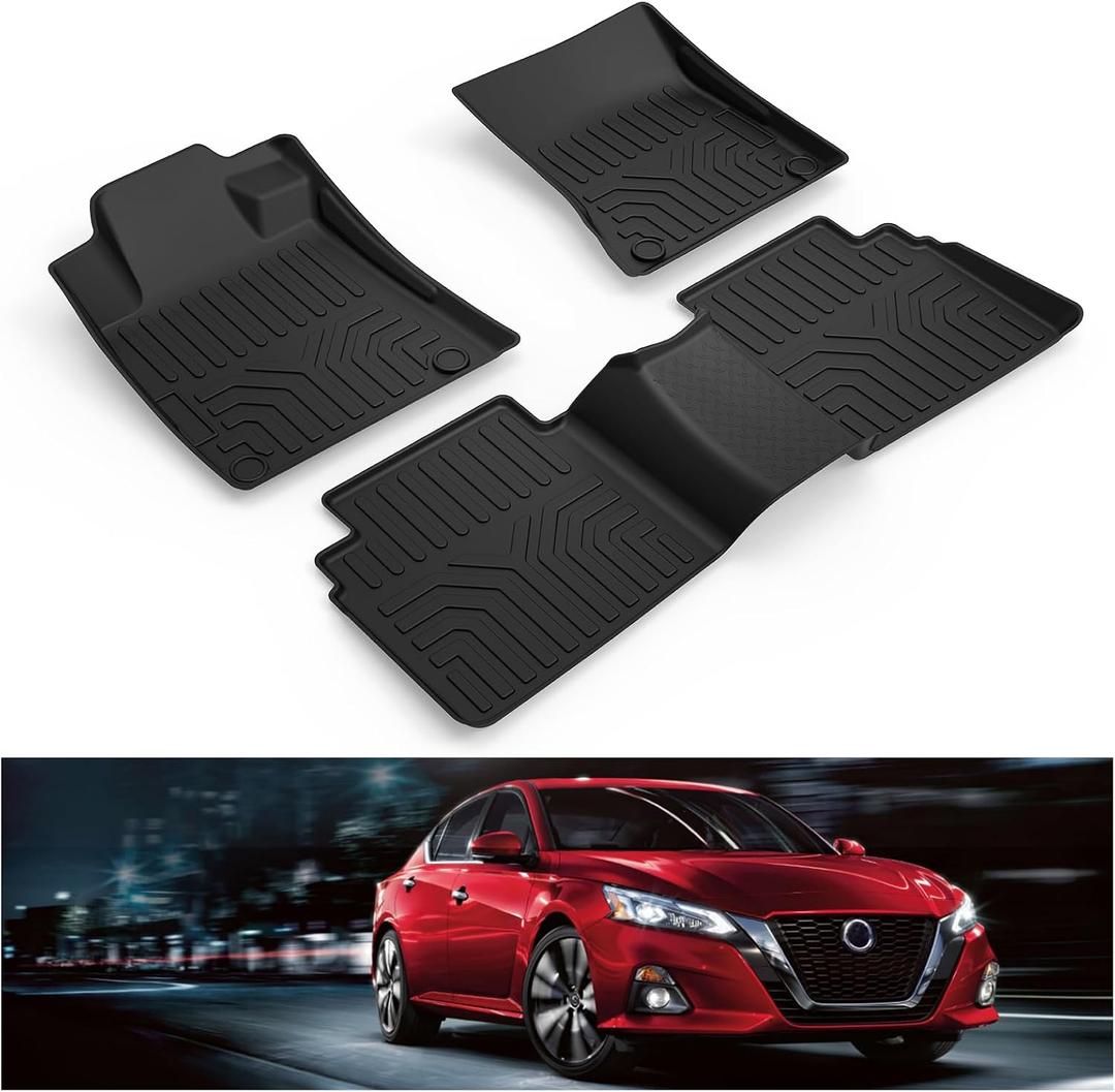 KIWI MASTER Floor Mats for 2019-2026 Nissan Altima, Custom Fit All Weather Car Mats, Heavy Duty TPE Floor Liners, Front & Rear 2 Row, Black  Nissan Altima|2019-2026|Floor Mats
