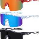 Youth Baseball Sunglasses for Boys Girls Softball Cycling Sports Sunglasses Kids Lightweight UV Protection (3pack-black+red+blue)