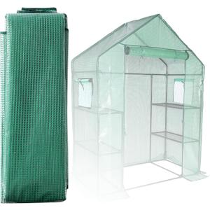 Greenhouse PE Cover, 563076 Inches Waterproof Replacement Cover with Windows for Walk-in Greenhouses for Outdoors - Green Cover Only