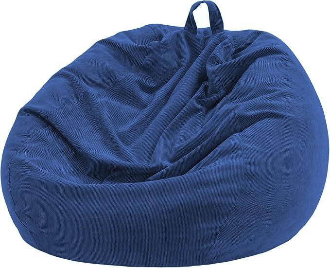 Bean Bag Chairs (No Filler),Bean Bag Cover,Stuffed Animal Storage Toddler Bean Bag for Adults,Kids,Teens,Large Bean Bag for  Navy Blue