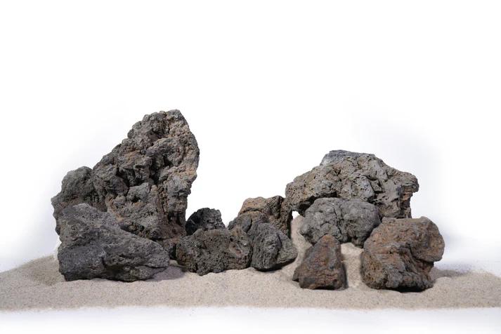 LANDEN Black Icelandic Lava Stone Natural Rocks for Aquariums (18lbs,3-11 in) 11pcs