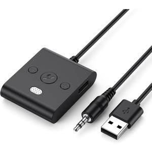 Bluetooth 5.4 AUX Car Adapter [Enhanced Connection & Noise Cancellation],Plug and Play Bluetooth Receiver for Car Music/Hands-Free Calls/Stereo Audio, Black