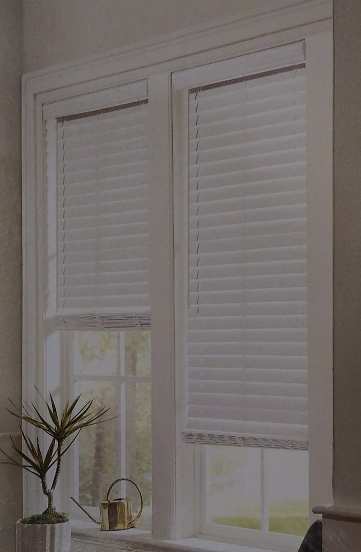 Allen + Roth 2-in Room Darkening Cordlees Faux Wood Blind White Size 71in×60in.