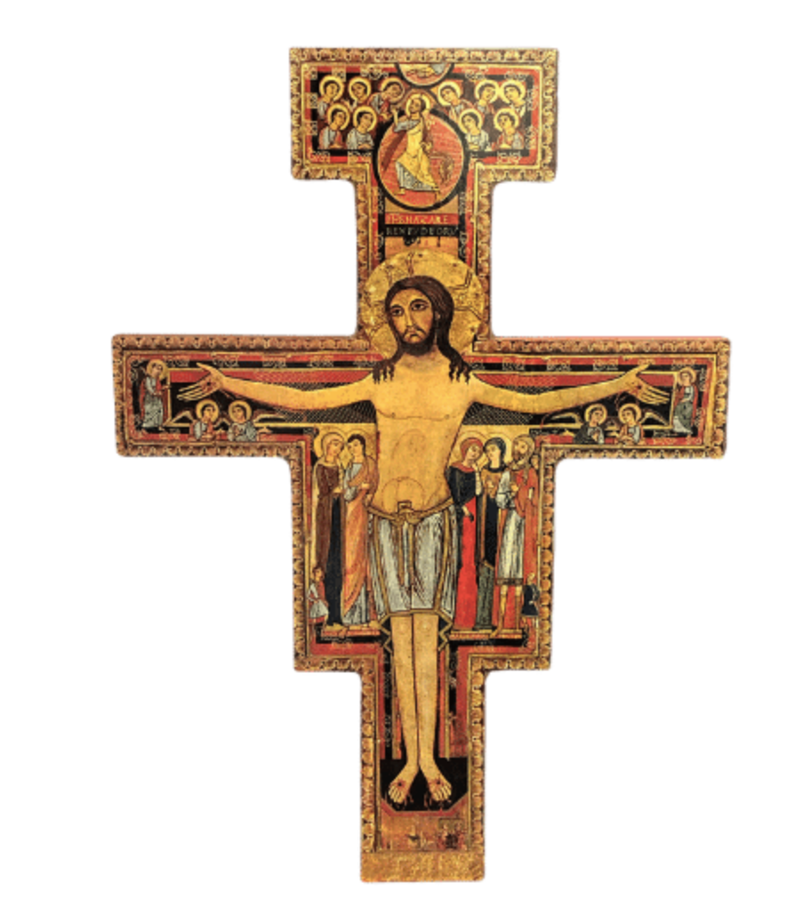BC Catholic San Damiano Crucifix Wall Cross, Jesus Christ Home Decor, Religious gift, Wood Carve Looking, Handmade Renaissance sculpture by Build classic