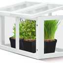 Mini Tabletop Greenhouse 12"x8"  Compact Indoor Plant House with Clear Acrylic Panels & Wood Frame with 4" Pots for Herbs, Seedlings, Cuttings & Propagation - Cat Safe