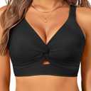 Women's Bikini Top - Supportive Swimsuit for Large Bust - 2025 Cut Out Twist Swim Top (Black)