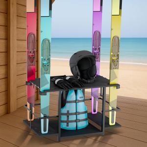 Water Ski Storage Rack  Garage Ski Rack Freestanding Organizer for Waterskis, Wakeboards, Paddleboards & Surfboards  Summer Water Sports Gear Holder for Indoor/Outdoor Use  29x19x6 Inches