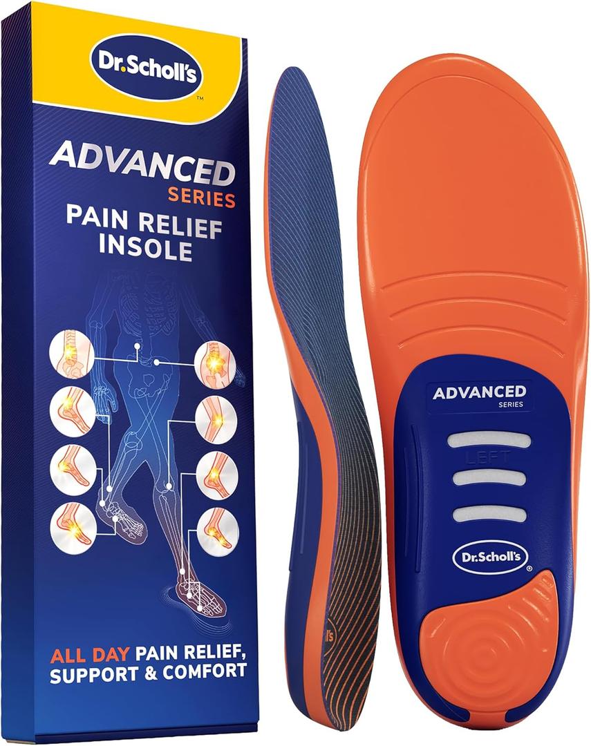 Dr. Scholls Advanced Pain Relief Insoles for Men Women, Heavy Duty Orthotics Inserts for Work Shoes & Boots, Plantar Fasciitis & Arch Support, Flat Feet, Shock-Absorbing, Supports up to 340 lbs (C) MEN 6.5-7 | WOMEN 7.5-8)