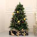 Christmas Ornaments Set of 12, 3.15" Flocked Velvet Balls with Hand Painted Designs, Elegant Christmas Tree Decorations in Gift Box (Brown&green)