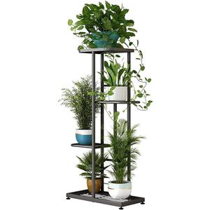 LINZINAR Plant Stand Indoor Outdoor Corner 4 Tier Metal Plant Shelf Patio Plant Rack for Garden Corner Balcony Living Room