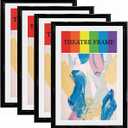 Black Theatre Frames with White Mat, 4 Pack, Holds 5.5x8.5-inch Media, Wall or Tabletop Display