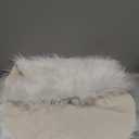 OKAYDA 18" x 18" Round Faux Sheepskin Chair Cover Seat Cushion Pad Super Fluffy Soft Fur Rug for Vanity Chair, Car Seat, Sofa, Living Room, Office (White)