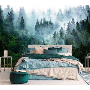 Misty Forest Wallpaper Peel and Stick Foggy Forest Self Adhesive Mural for Living Room Bedroom 157"x108"