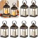 Lanterns Decorative Indooor for Tables Centerpieces: 6 Pcs Bronze Farmhouse Candle Lantern Bulk for Wedding Small Outdoor Candle Holder