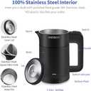 0.6L Small Electric Kettles Stainless Steel, Travel Mini Hot Water Boiler Heater, Double Wall Cool Touch Portable Teapot, Auto Shut-Off & Boil-Dry Protection, 120V/800W (Black)