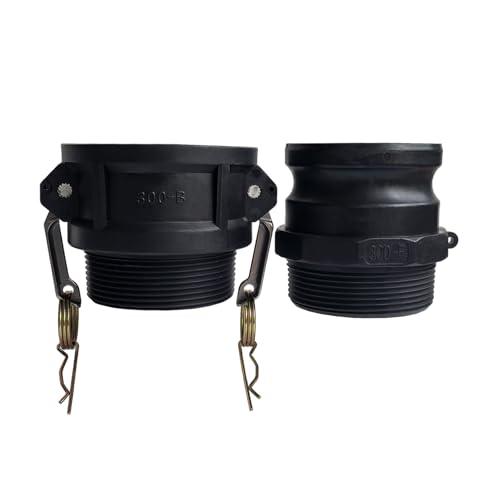 TALEGEN 3 Inch Camlock Fittings Type B & F Polypropylene Cam and Groove Hose Fitting Kit with 3" Female & Male Camlock x 3" NPT Male, Cam and Groove Hose Couplings