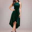 Dressystar 2025 Womens Velvet Cocktail Party Dresses Halter High Low Formal Wedding Guest Holiday Prom Dress for Women (Green, M)