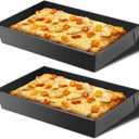 2 Pcs Detroit Style Pizza Pan 10 x 14 x 2.36 Inch Non Stick Rectangle Deep Pizza Pans Pre Seasoned Carbon Steel Sicilian Style Pan Dish Bakeware Kitchenware (Black)
