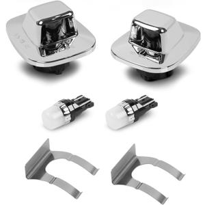 LED License Plate Light Tag Lamp Assembly Chrome Silver Housing with Clip Retainer for 1988-1999 Chevy C1500 K1500 Silverado Sierra Tahoe Yukon Blazer S10, 6000K White, Pack of 2