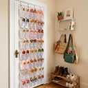 48 Pockets Over The Door Shoe Organizer, Large Mesh Hanging Shoe Rack, 6-Column Heavy Duty Shoe Storage for Sneakers and Heels, Behind Door Holder for Entryway Bedroom Dorm College, Beige