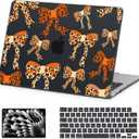 AKIT Compatible with MacBook Air 13 inch Case M5 2026 2025-2022 M4 M3 M2 A3449 A3240 A3113 A2681, Unique Hard Shell Laptop Case+Screen Protector+Keyboard Cover for MacBook Air 13.6 inch, Leopard Bow