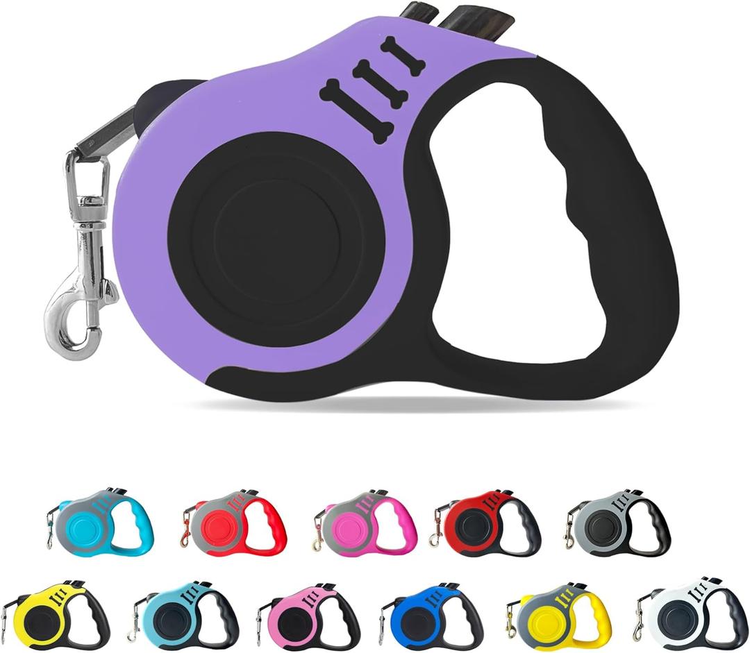 Retractable Dog Leash Automatic Telescopic Tractor Dog Tape, Pet Tape 10 FT Durable and Convenient, with Non-Slip Handle, Suitable for Small and Medium-Sized Dogs (Black Purple)