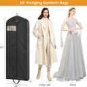 MISSLO 65" Long Garment Bags for Travel Dress Bags for Hanging Clothes 2 Packs Wedding Dress Cover Waterproof Clothes Protector for Closet Storage for Gowns, Tuxedos, Coats, Black