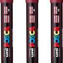 posca PC-5M Water-Based Paint Markers, Reversible Medium Tip (1.8-2.5mm), RedWine, 3 Count