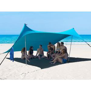 1010ft UPF50+ Beach Tent Sun Shelter, Windproof Stable Outdoor Pop Up Beach Shade Canopy for Camping, Fishing, Backyard Fun or Picnics, 2 Poles