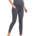 2 x POSHDIVAH Maternity Workout Leggings with Pockets Grey XX-Large (Gray, XXL)