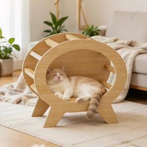 Pine Wood Cat House - Shelter for Cats,Elevated TV Shaped Solid Wood Pet Cabin for Cats,Chickens,Guinea Pigs. Suitable for Indoor,Balcony and Hallway. Easy Assembly, Weather-Resistant.