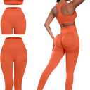 3 Piece Workout Sets for Women Butt Lifting Leggings with High Impact Sports Bra Gym Shorts (Medium, Yellow)
