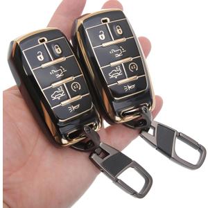 2-Pack for RAM 1500 6-Button Key Fob Cover Key Chain Protector Case fit for RAM 1500 Truck Accessories