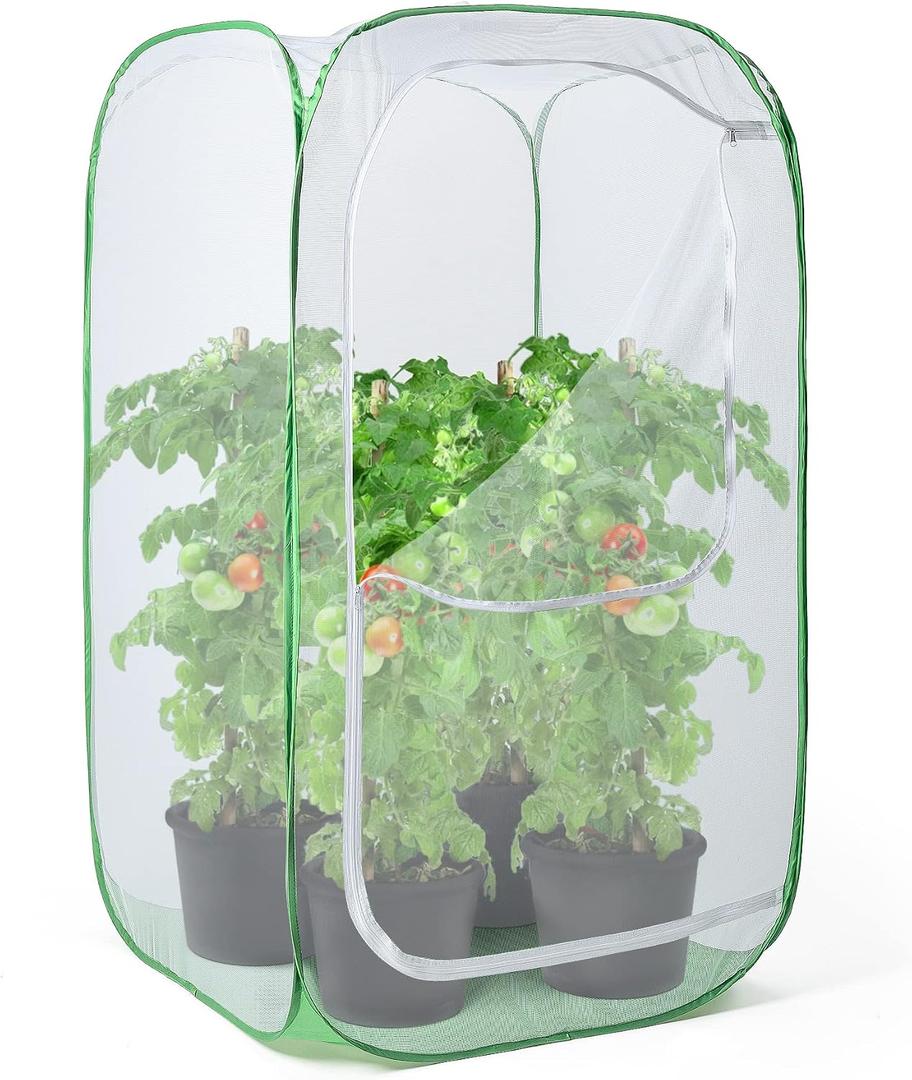 36" Outdoor Mesh Plant Enclosure, Plant Cover for Pests, Bird and Pest Protection Guard for Fruit, Vegetables, Flowers and Herbs Pop-Up Cage 24 x 24 x 36 Inches