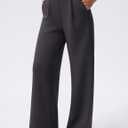 Wide Leg Pants for Women High Waist Relaxed Dress Pants with Pockets 30" (Black, S)