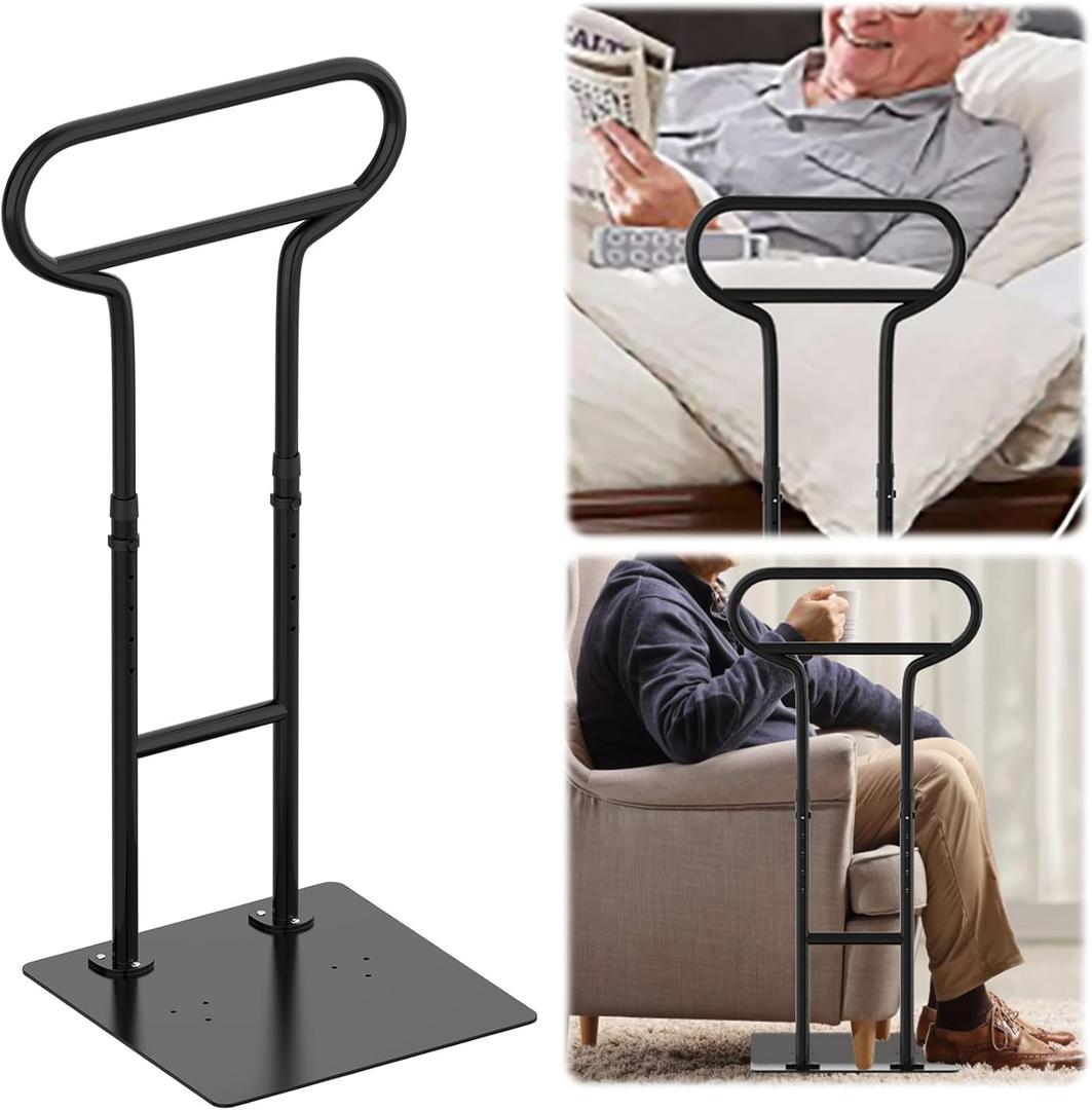 THOOUM Bed Rails for Elderly Adults Safety, Adjustable Bed Cane for Elderly, Heavy Duty Stand Assist Railing for Seniors, for Couch, Chair, Full, Twin Bed (260LBS Loading, 5 Heights, Black)