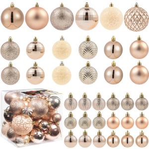 LANGXUN 36pcs Champagne Gold Christmas Tree Decorations Balls, Bolas De Navidad, 2025 Christmas Decor, Indoor Outdoor Shatterproof Christmas Ornaments, Xmas Party Wedding Supplies