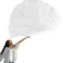 Wuchieal 55" 1 Piece Praise flag with Scalable pole, worship flag Semicircle Worship Angel Wing Flags for Church Dance Banner, Color Guard flags for Teenager -0# White