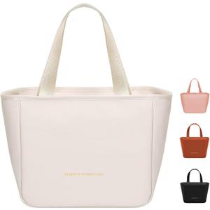 3 x Lunch Box for Women, Lunch Bag for Women Simple Reusable Insulated Lunch Tote Bag Cute Cooler Food Storage Bags for Work, Office or Picnic (White)