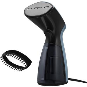 Sunbeam 1000W Compact Handheld Steamer for Clothes, Portable, Travel Steamer, Non-Stick Head, 30s Heat Up, 8 Minutes Continuous Steam, 110ml Water Tank, Bristle Brush, Storage Bag, Blue/Black