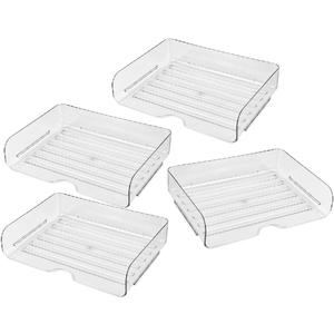 Pack of 4 Stackable Desk Organizer A4 Paper File Trays Sturdy Plastic Document Holder Multi-Functional Storage for Office Supplies Suitable for Home and Office Use